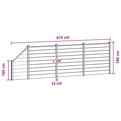 Hekpaneel 4 pcs WPC en Aluminium Zwart