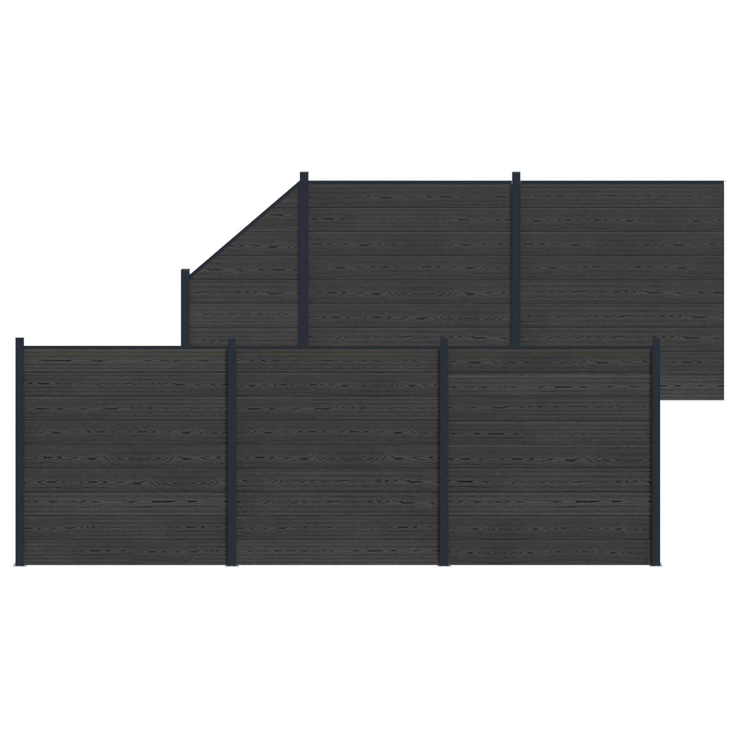 Hekpaneel 6 pcs WPC en Aluminium Zwart