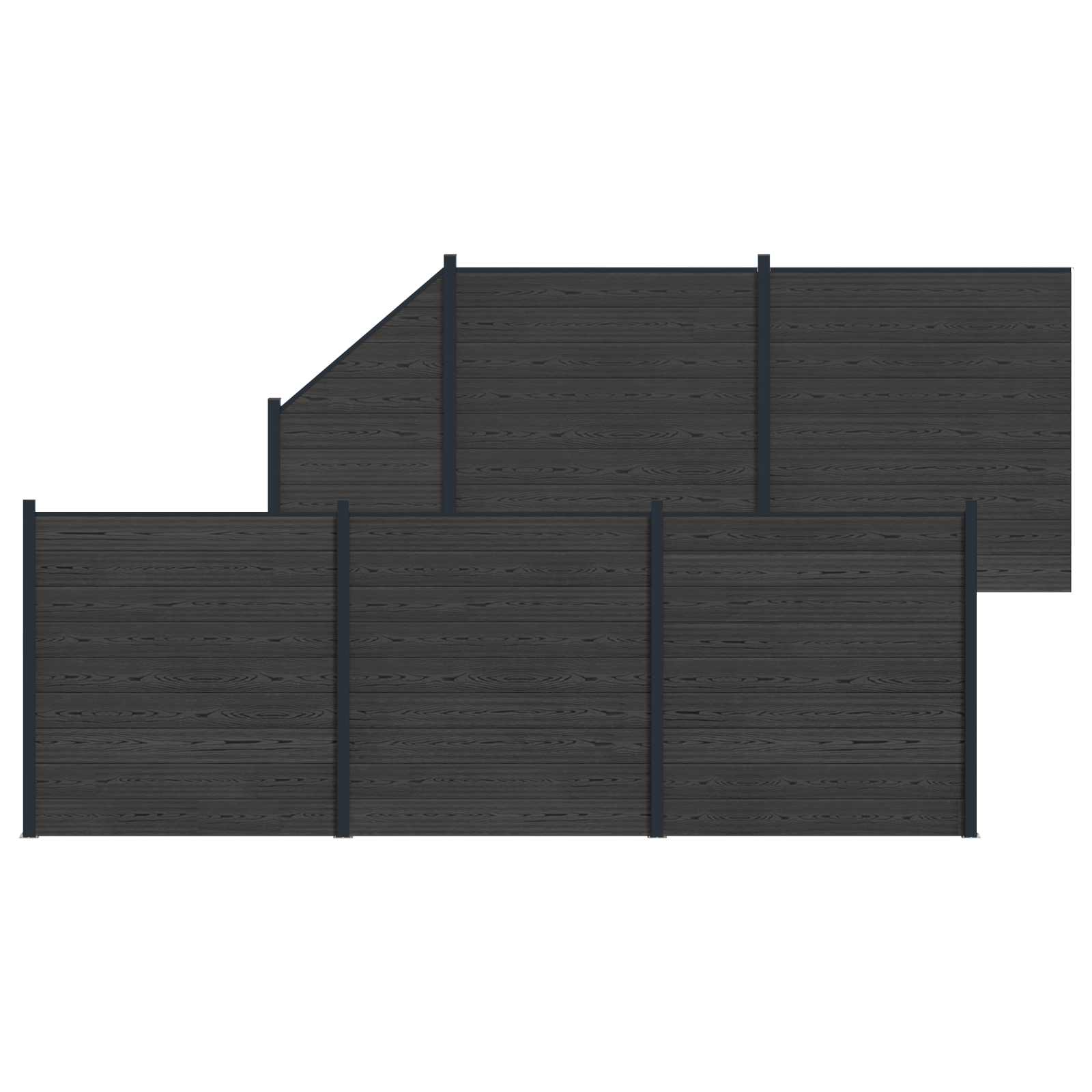 Hekpaneel 6 pcs WPC en Aluminium Zwart