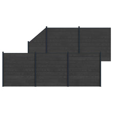 Hekpaneel 6 pcs WPC en Aluminium Zwart