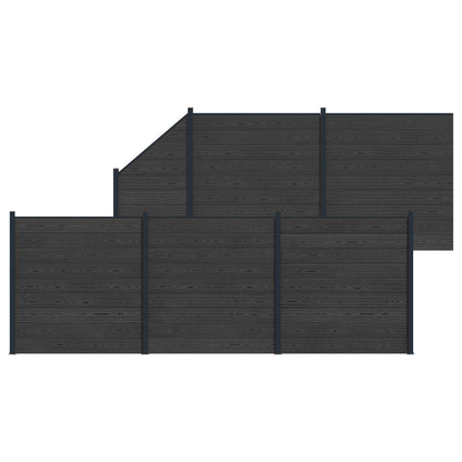 Hekpaneel 6 pcs WPC en Aluminium Zwart
