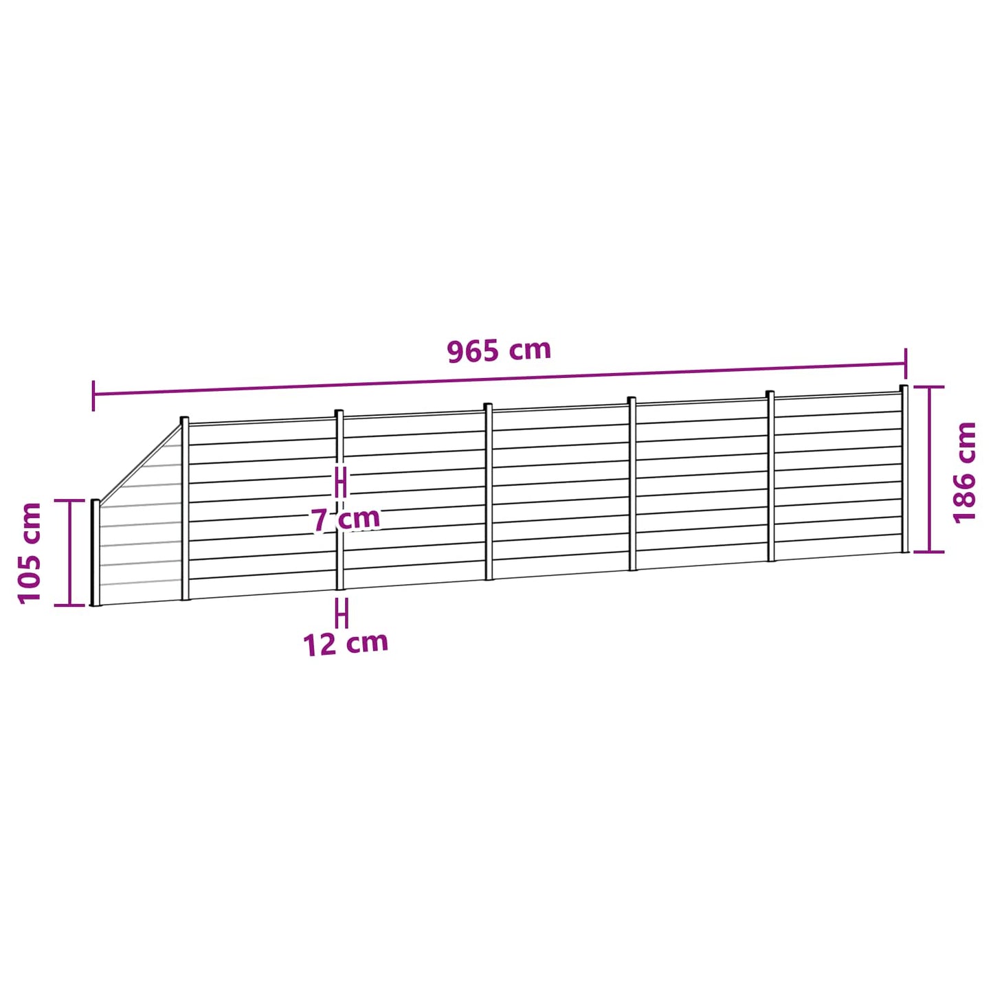 Hekpaneel 6 pcs WPC en Aluminium Zwart