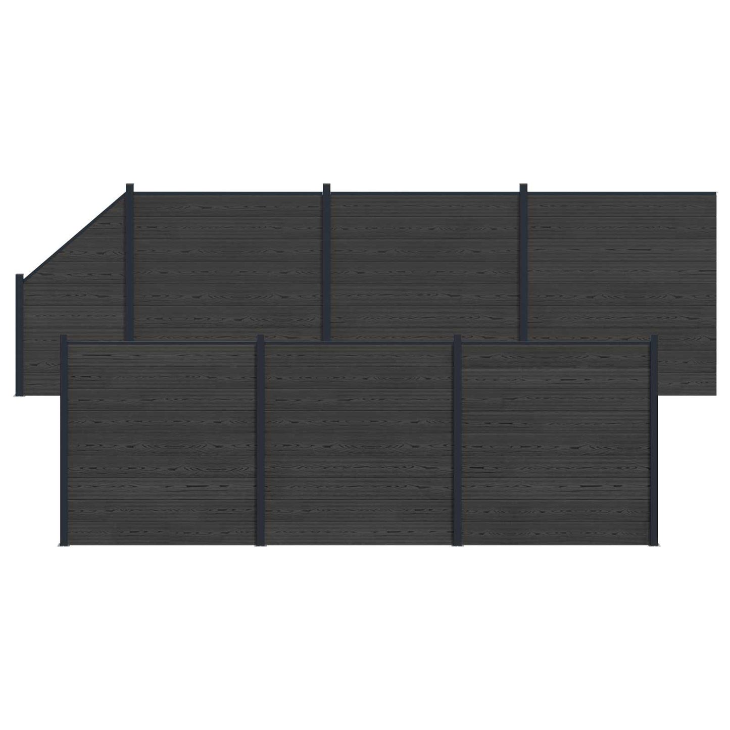 Hekpaneel 7 pcs WPC en Aluminium Zwart