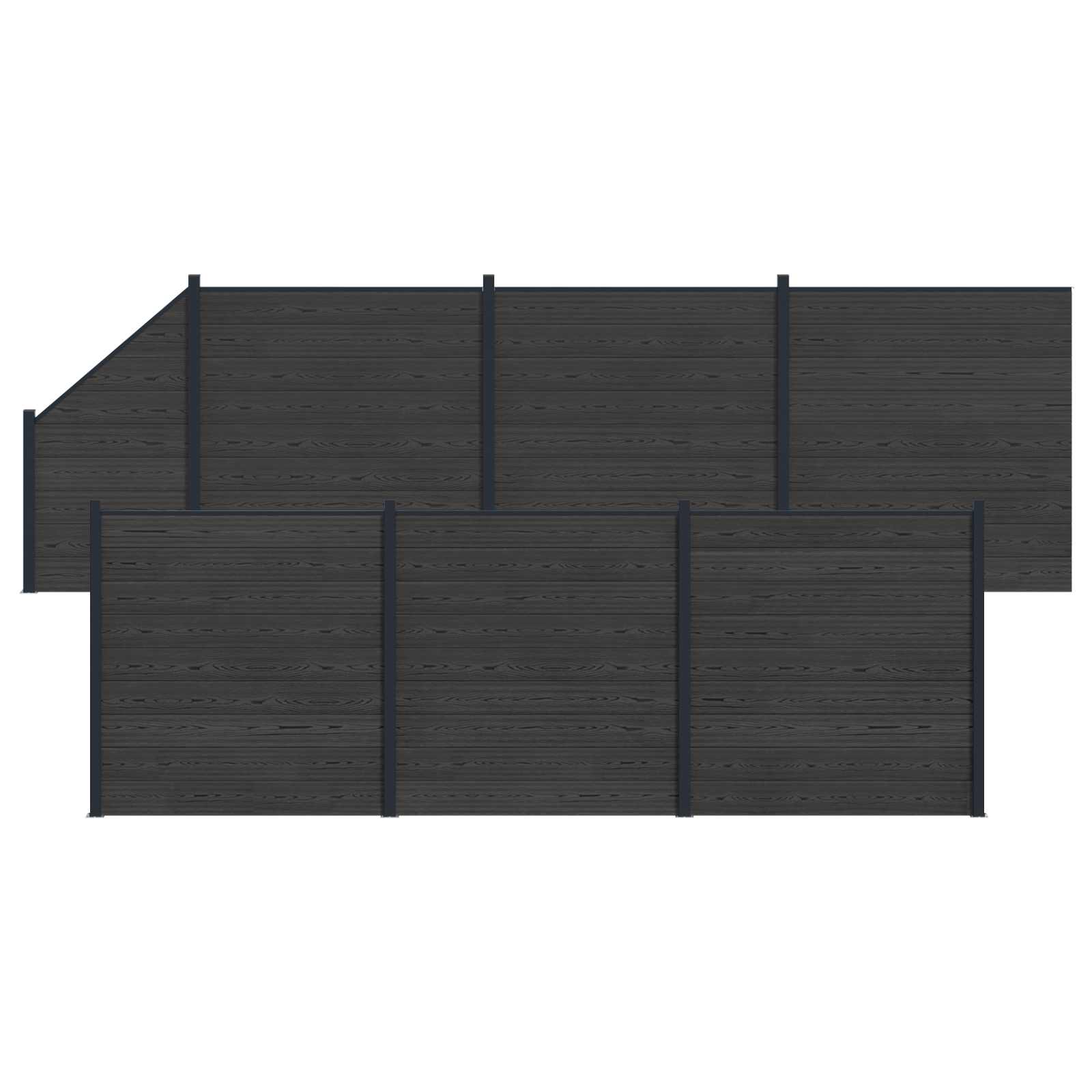 Hekpaneel 7 pcs WPC en Aluminium Zwart