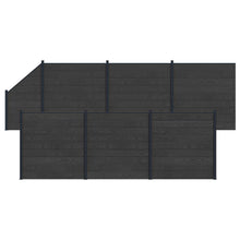 Hekpaneel 7 pcs WPC en Aluminium Zwart
