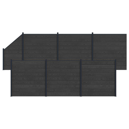 Hekpaneel 7 pcs WPC en Aluminium Zwart