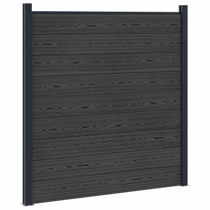 Hekpaneel 7 pcs WPC en Aluminium Zwart
