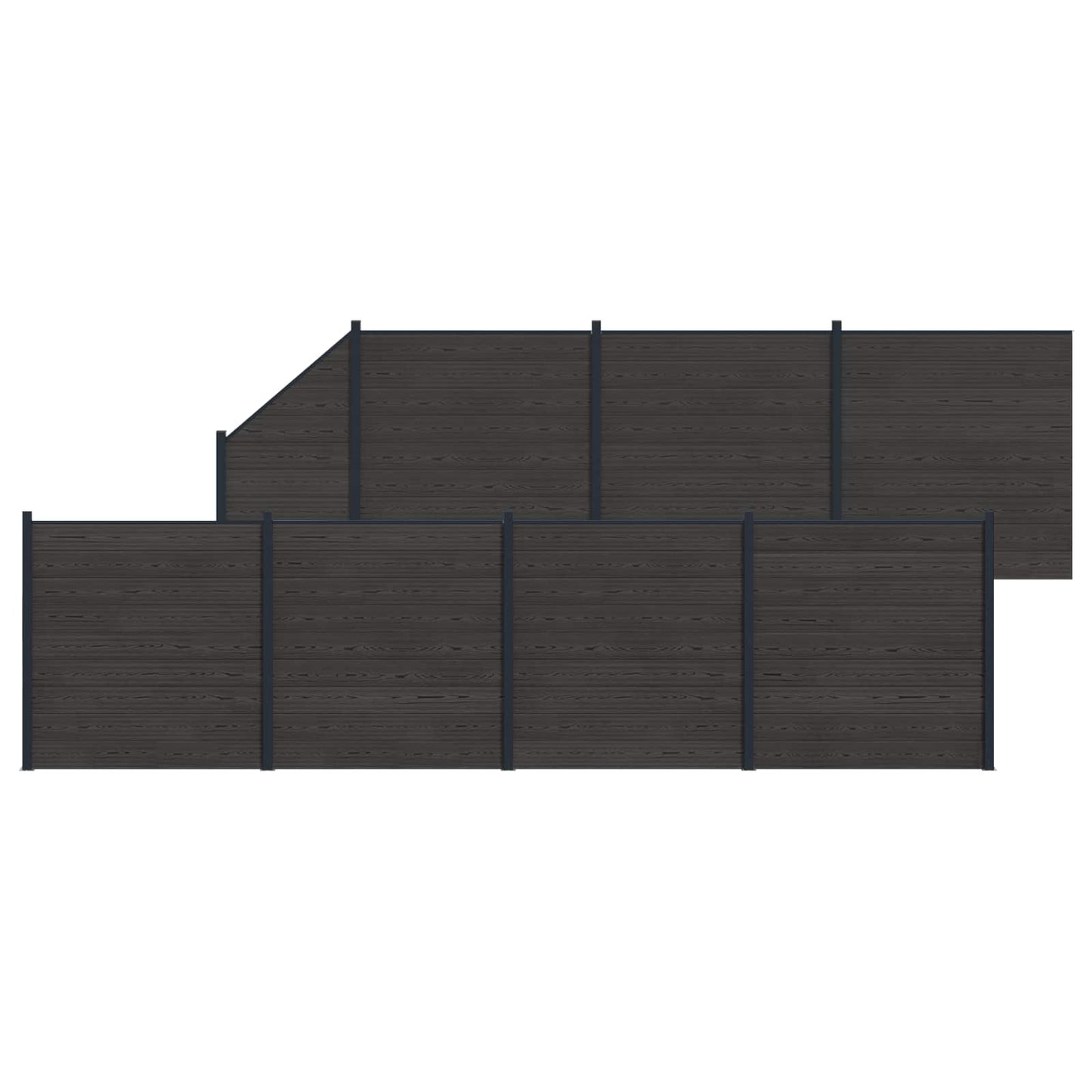 Hekpaneel 8 pcs WPC en Aluminium Zwart