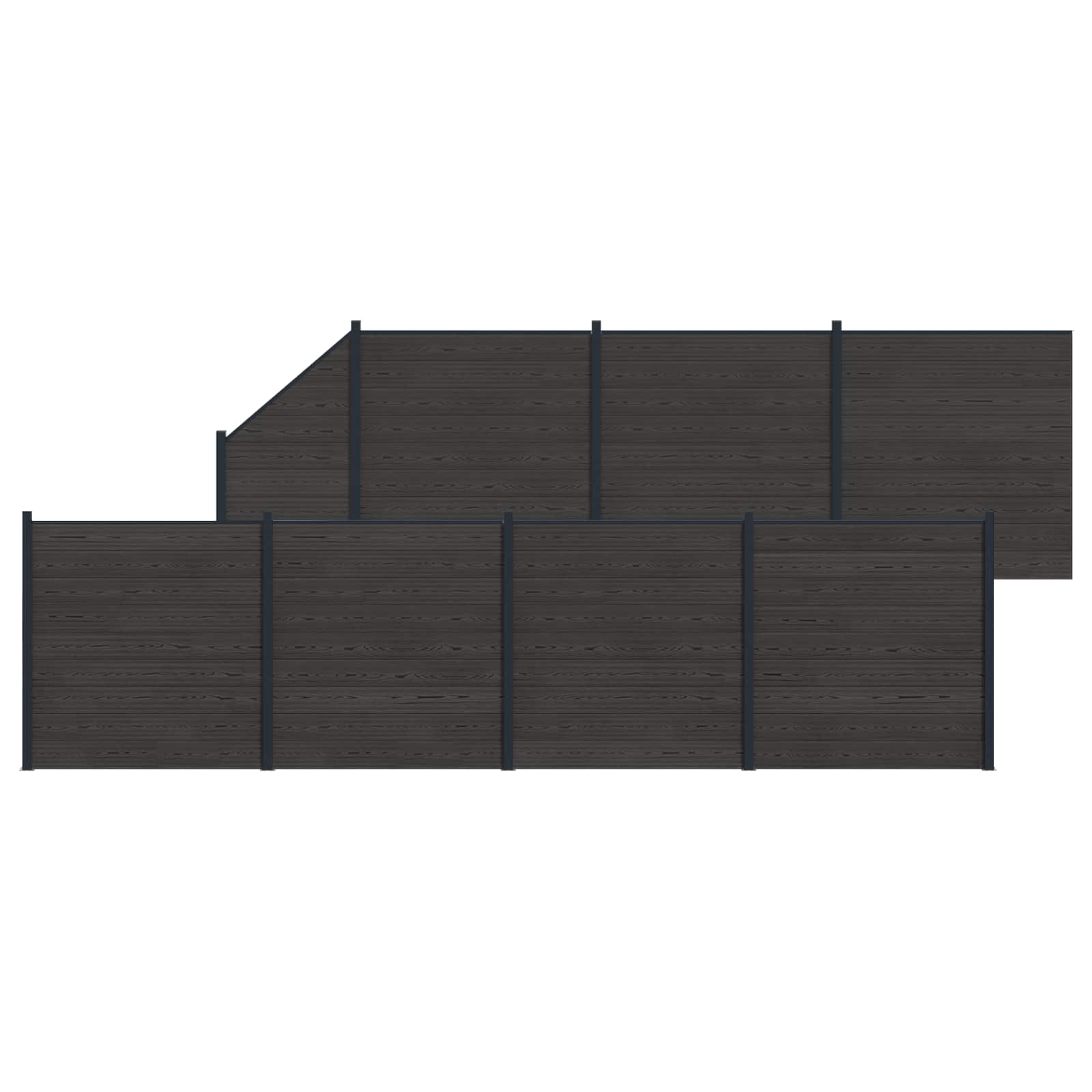 Hekpaneel 8 pcs WPC en Aluminium Zwart