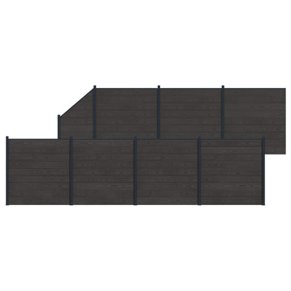 Hekpaneel 8 pcs WPC en Aluminium Zwart