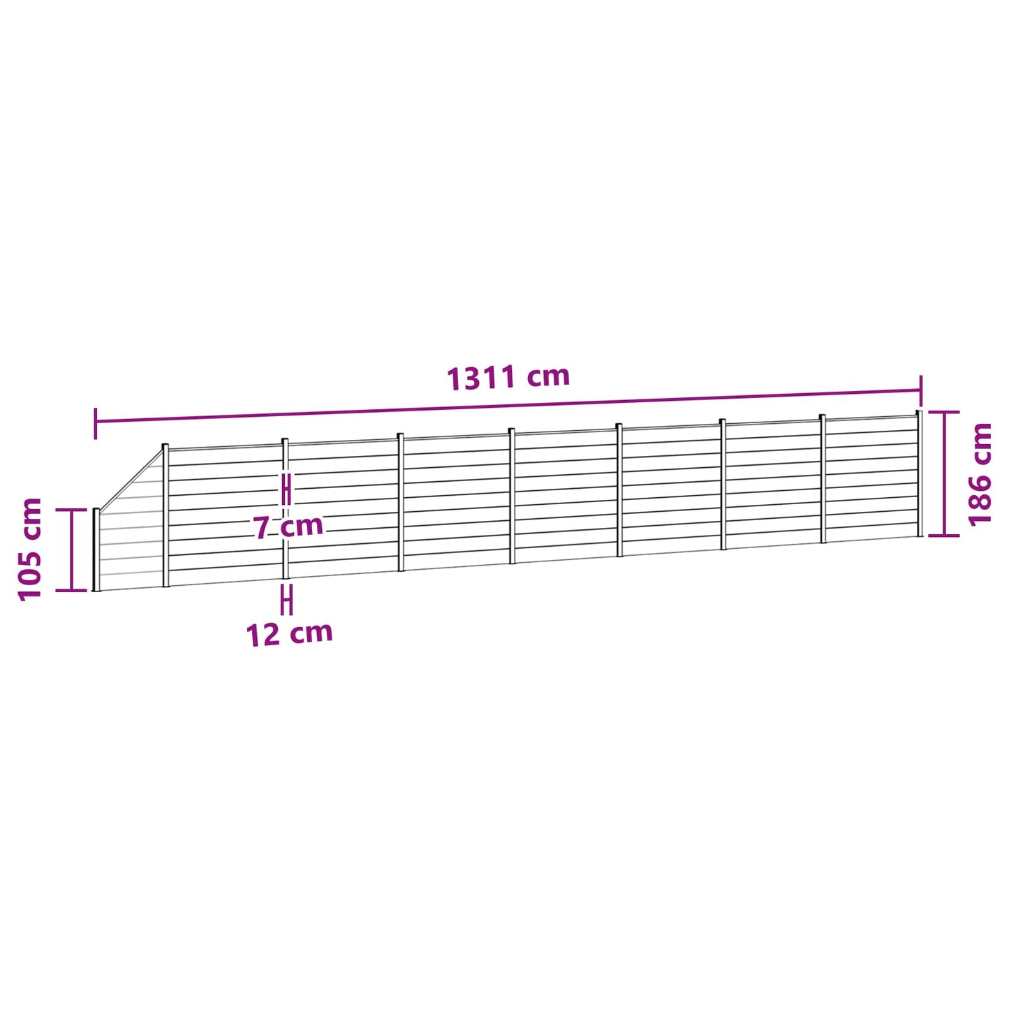 Hekpaneel 8 pcs WPC en Aluminium Zwart