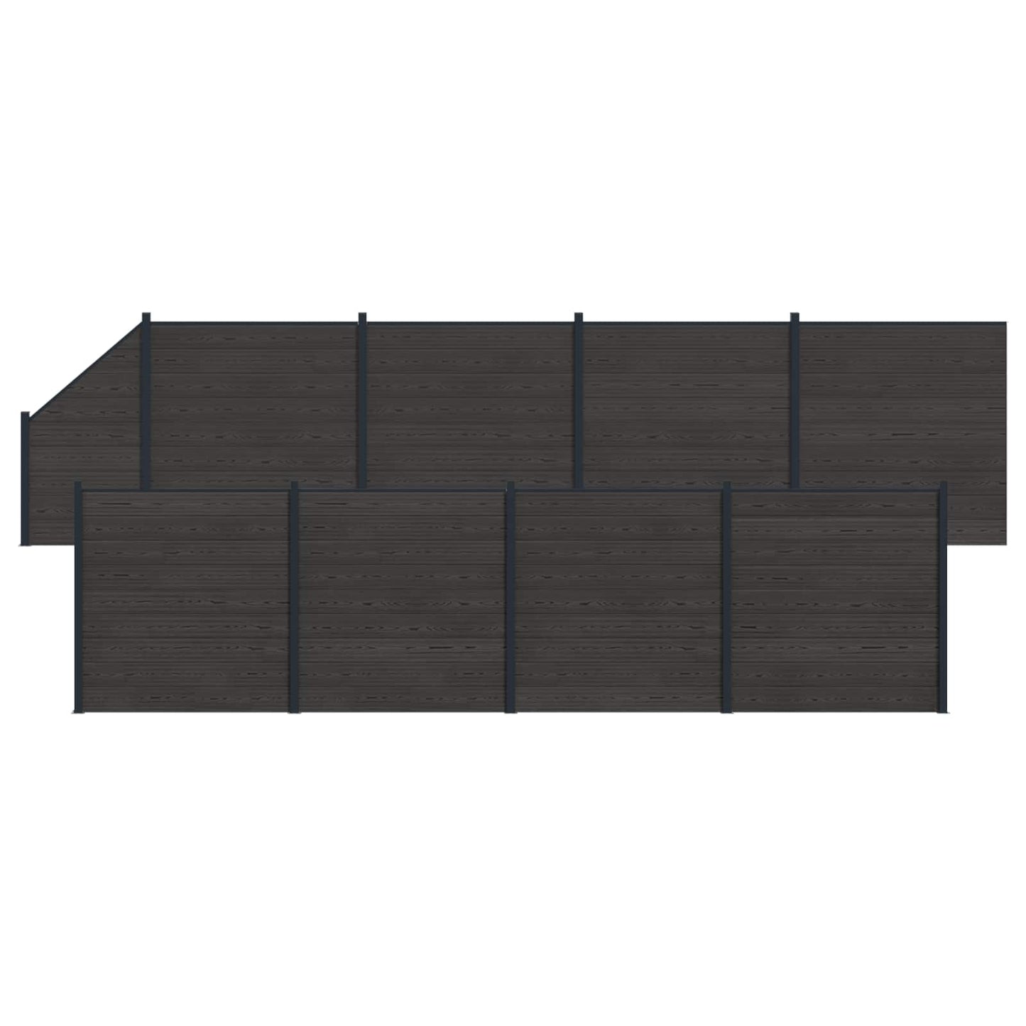 Hekpaneel 9 pcs WPC en Aluminium Zwart