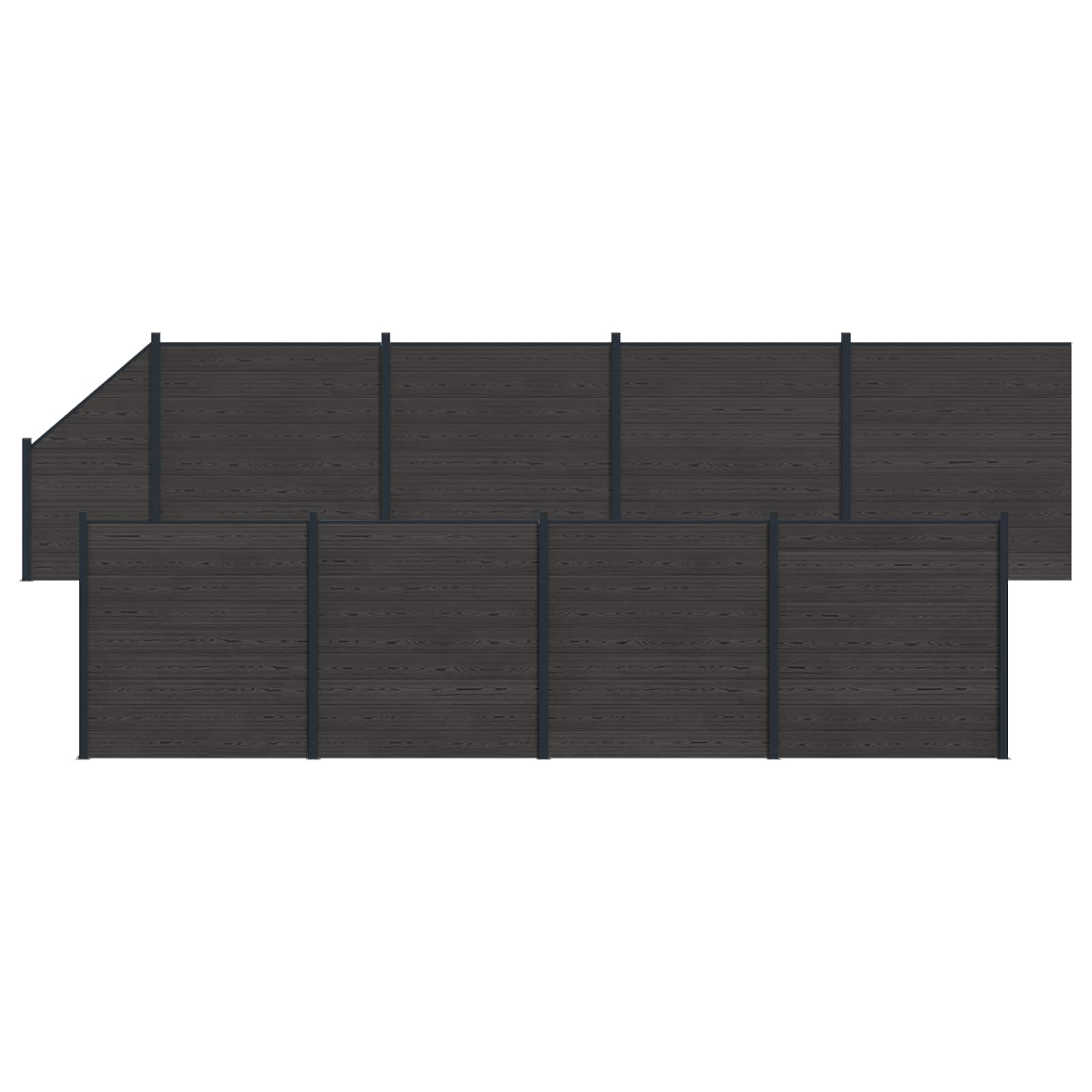 Hekpaneel 9 pcs WPC en Aluminium Zwart