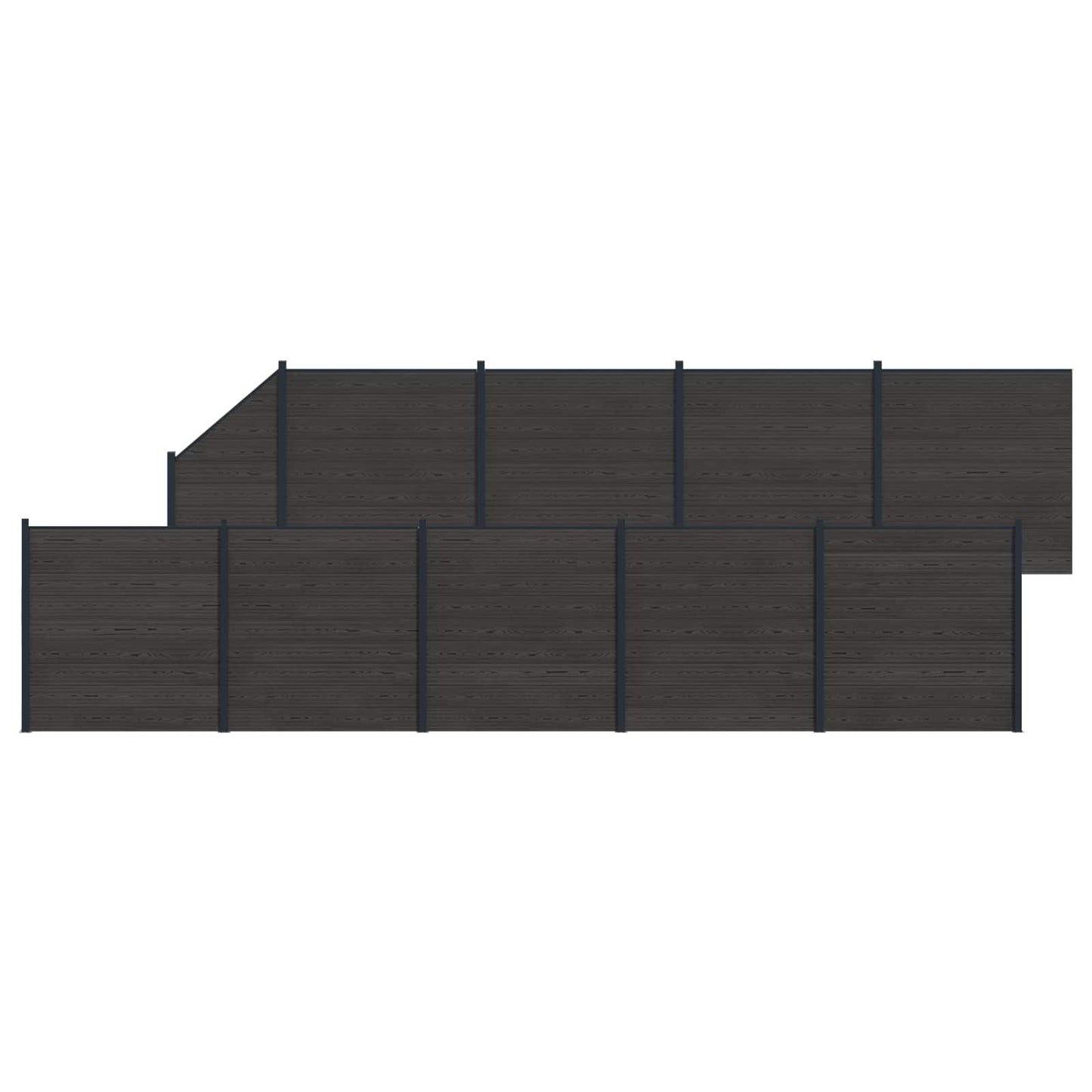 Hekpaneel 10 pcs WPC en Aluminium Zwart