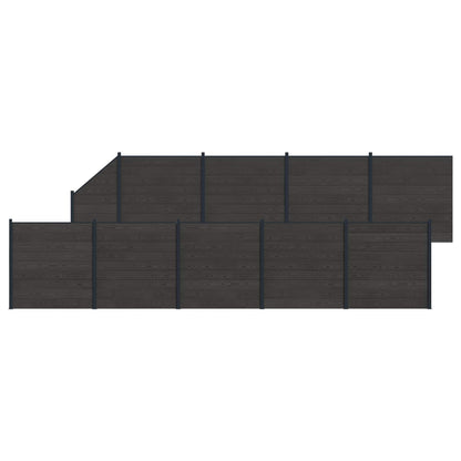 Hekpaneel 10 pcs WPC en Aluminium Zwart