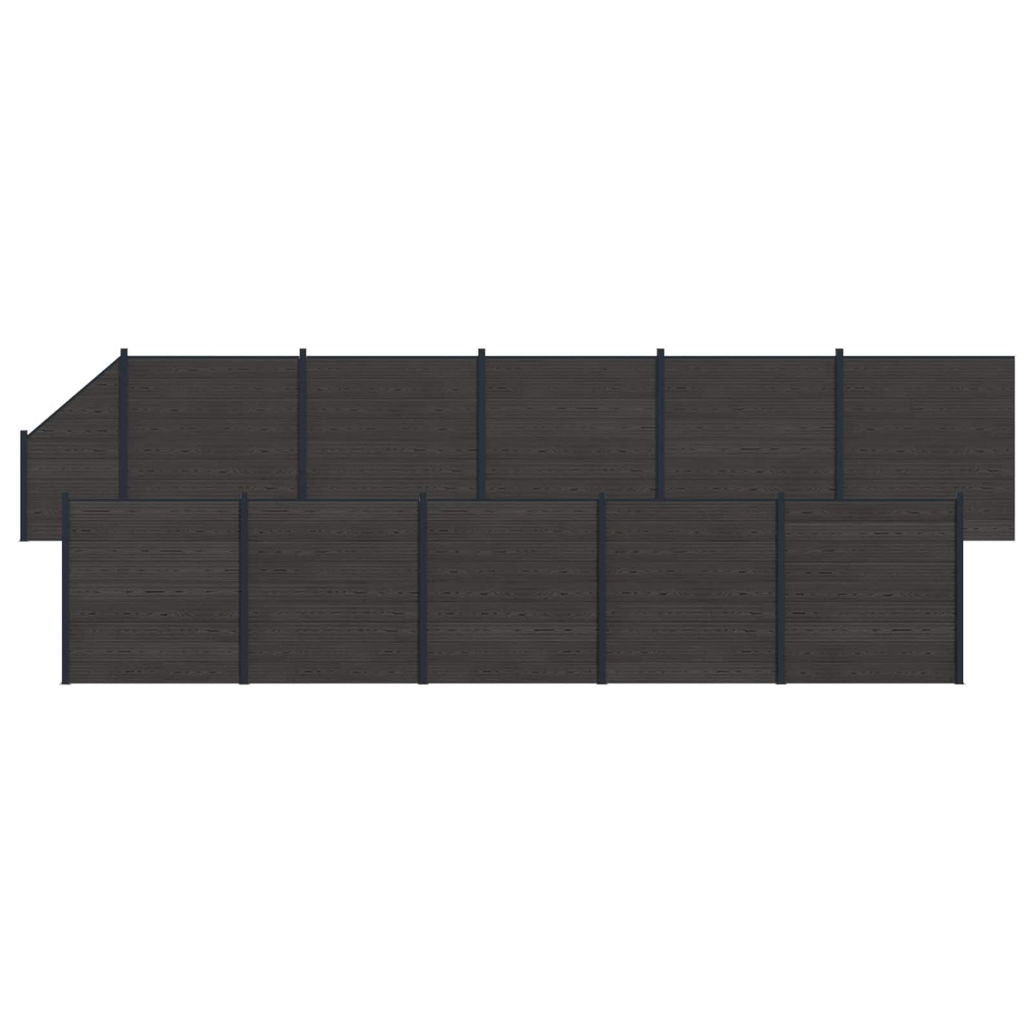 Hekpaneel 11 pcs WPC en Aluminium Zwart