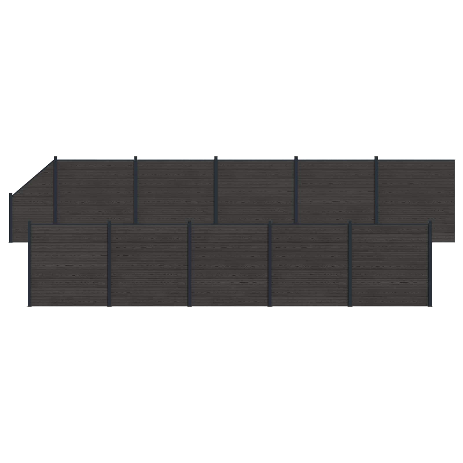 Hekpaneel 11 pcs WPC en Aluminium Zwart