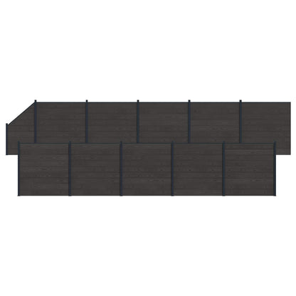 Hekpaneel 11 pcs WPC en Aluminium Zwart