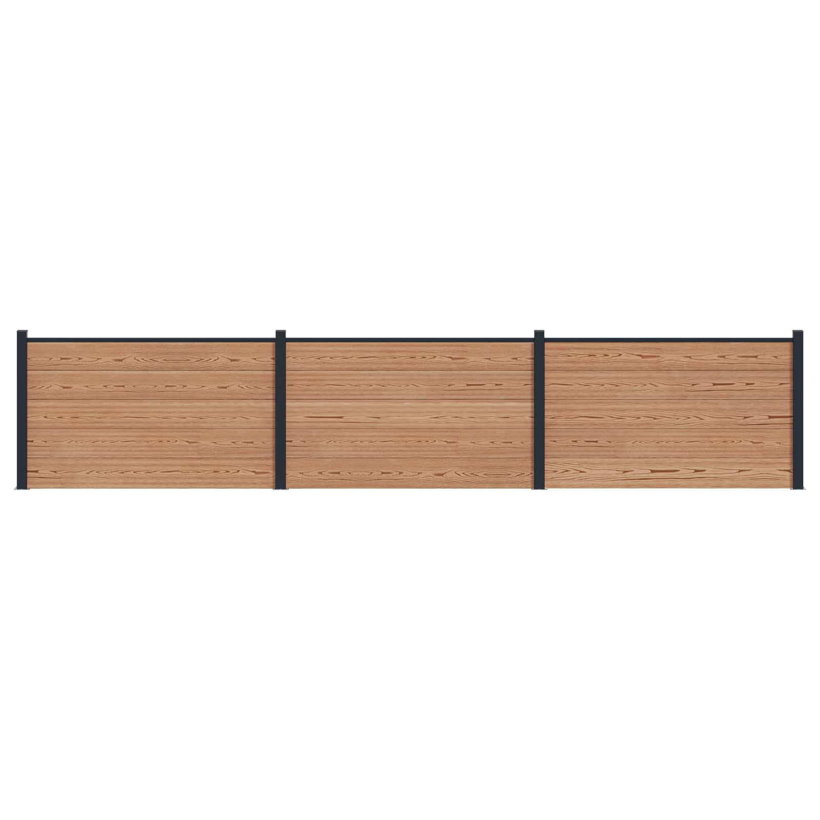 Hekpaneel 3 pcs WPC en Aluminium Bruin