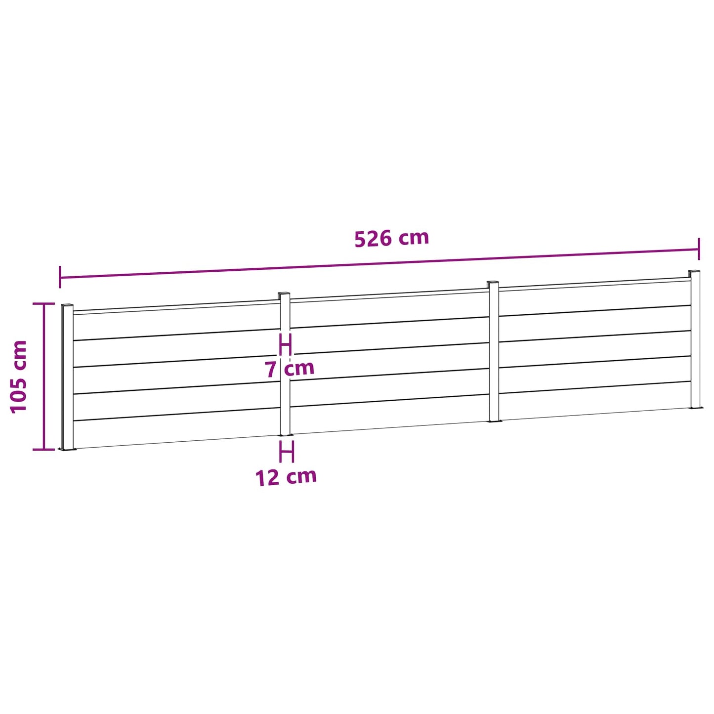 Hekpaneel 3 pcs WPC en Aluminium Bruin