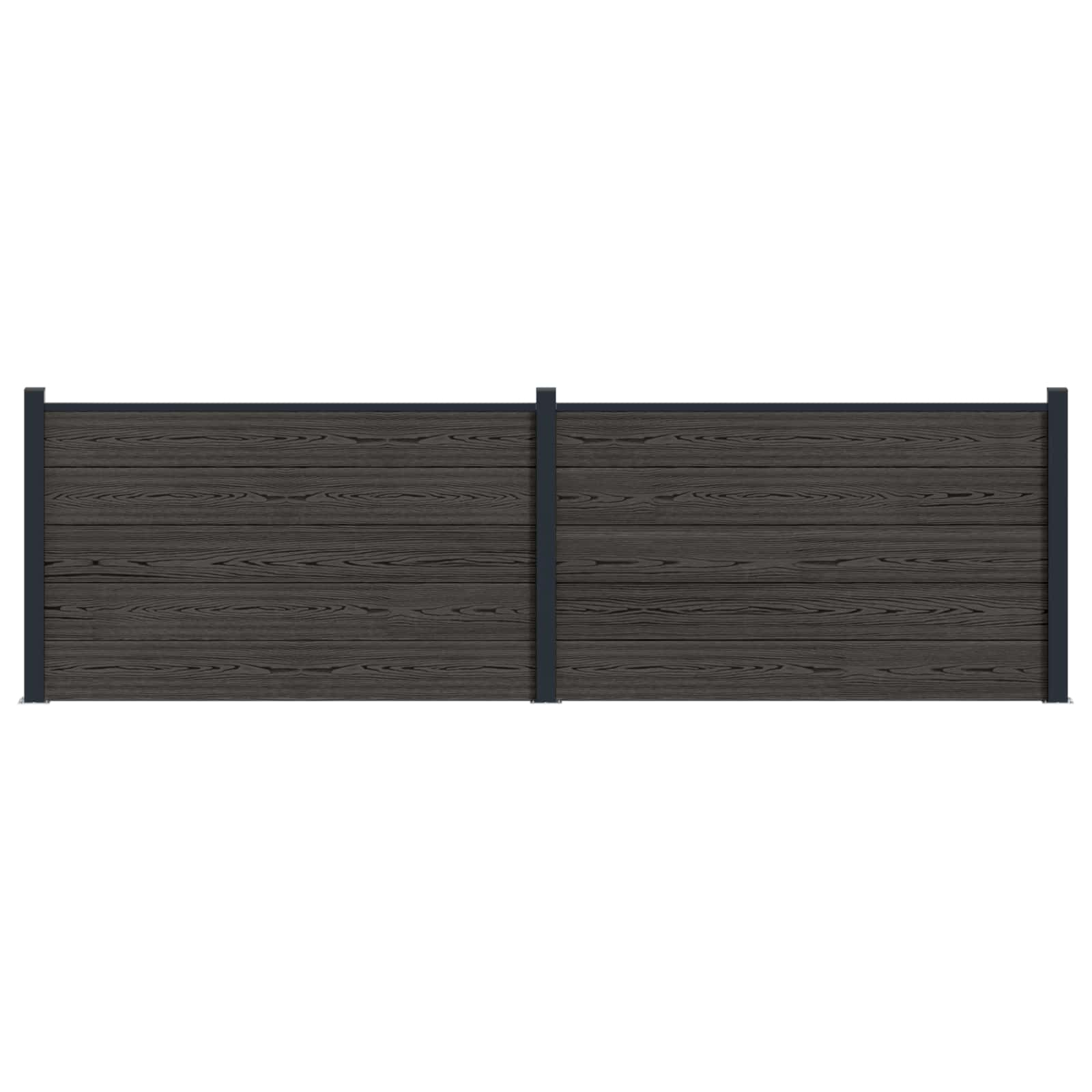 Hekpaneel 2 pcs WPC en Aluminium Zwart