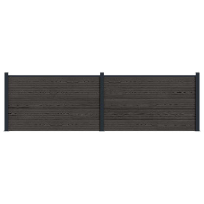 Hekpaneel 2 pcs WPC en Aluminium Zwart