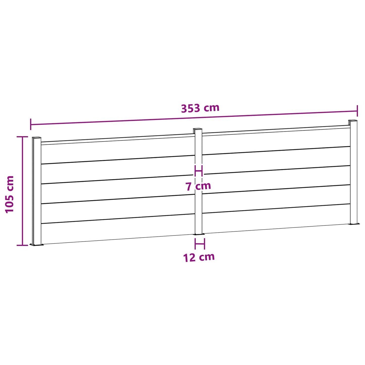 Hekpaneel 2 pcs WPC en Aluminium Zwart