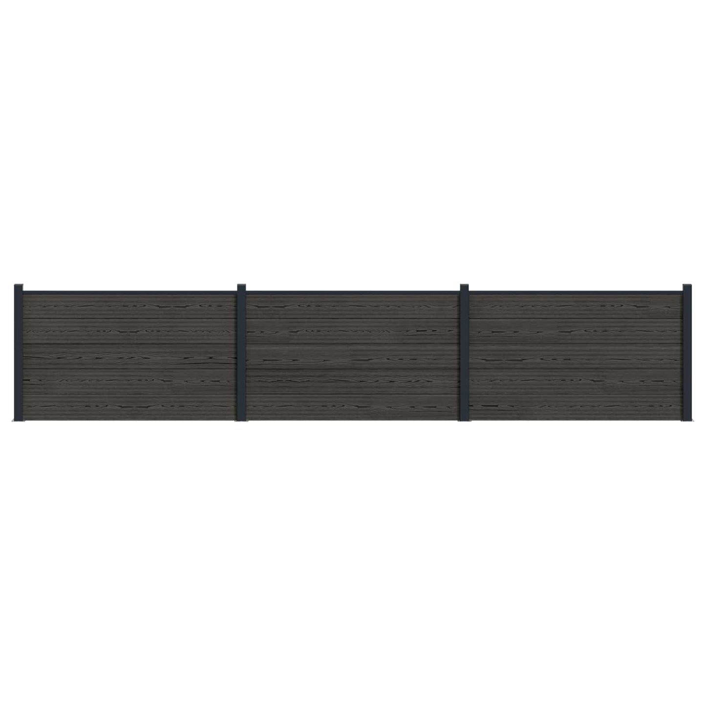 Hekpaneel 3 pcs WPC en Aluminium Zwart