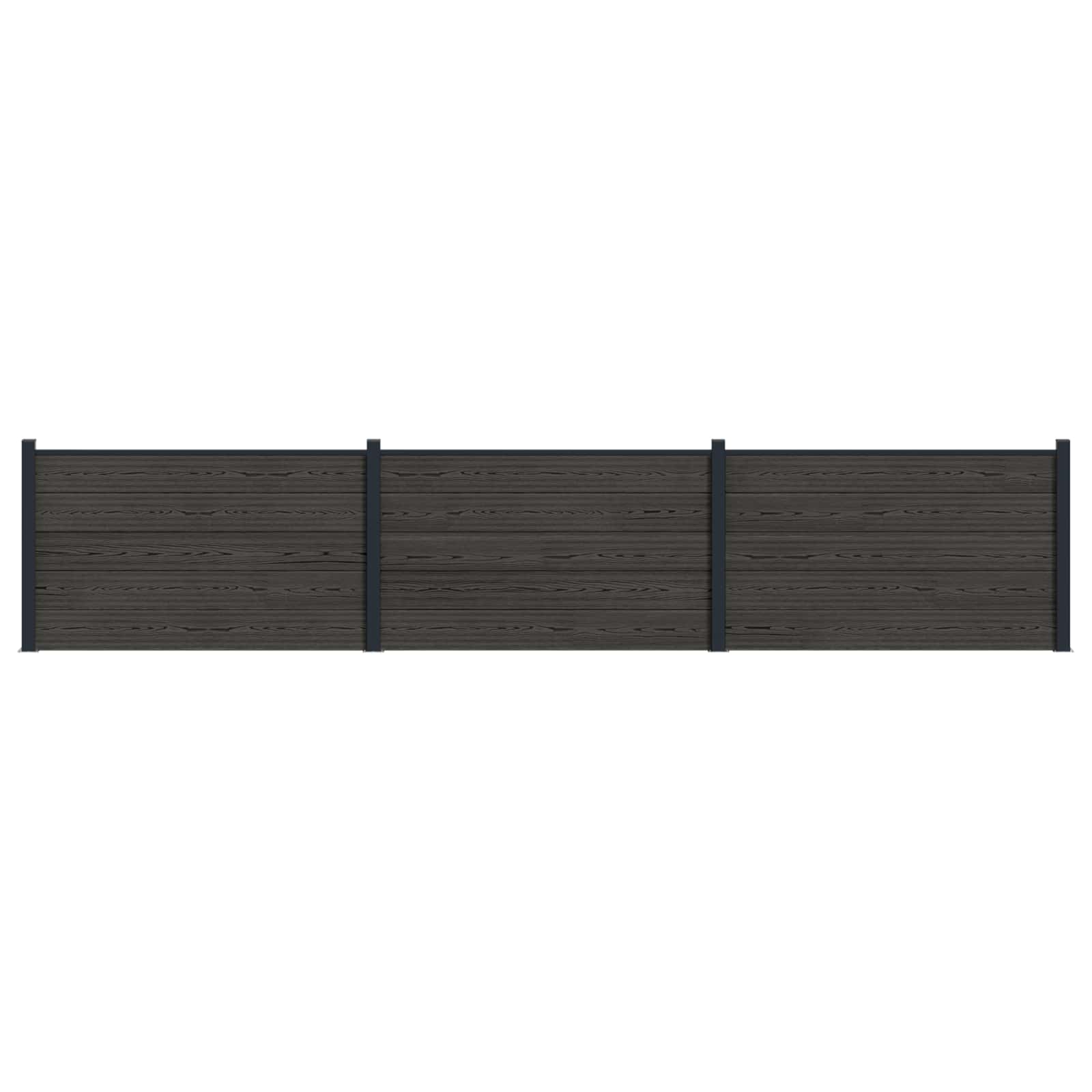 Hekpaneel 3 pcs WPC en Aluminium Zwart
