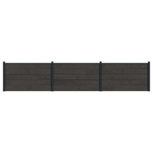 Hekpaneel 3 pcs WPC en Aluminium Zwart