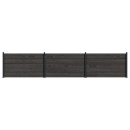 Hekpaneel 3 pcs WPC en Aluminium Zwart