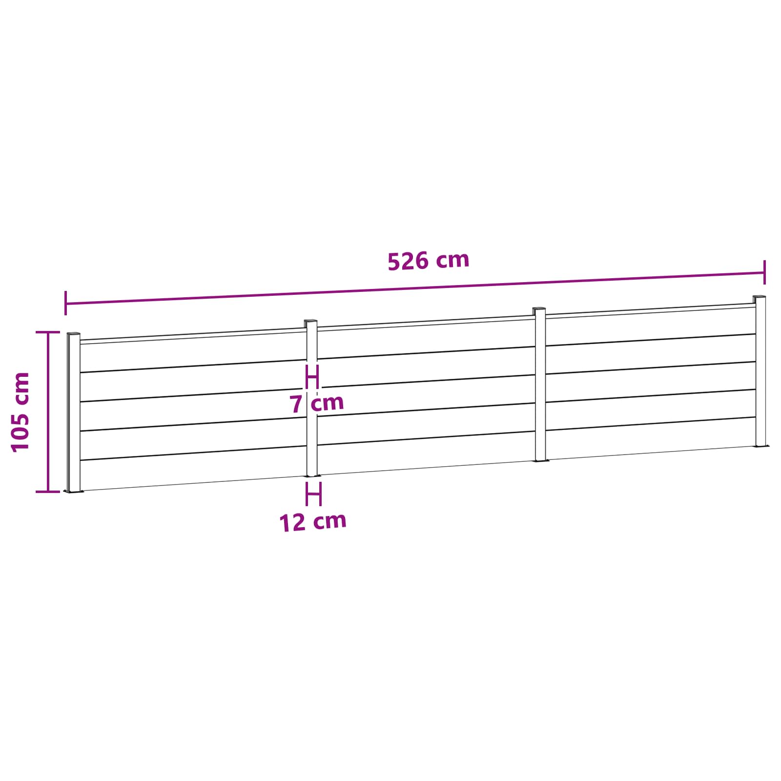 Hekpaneel 3 pcs WPC en Aluminium Zwart