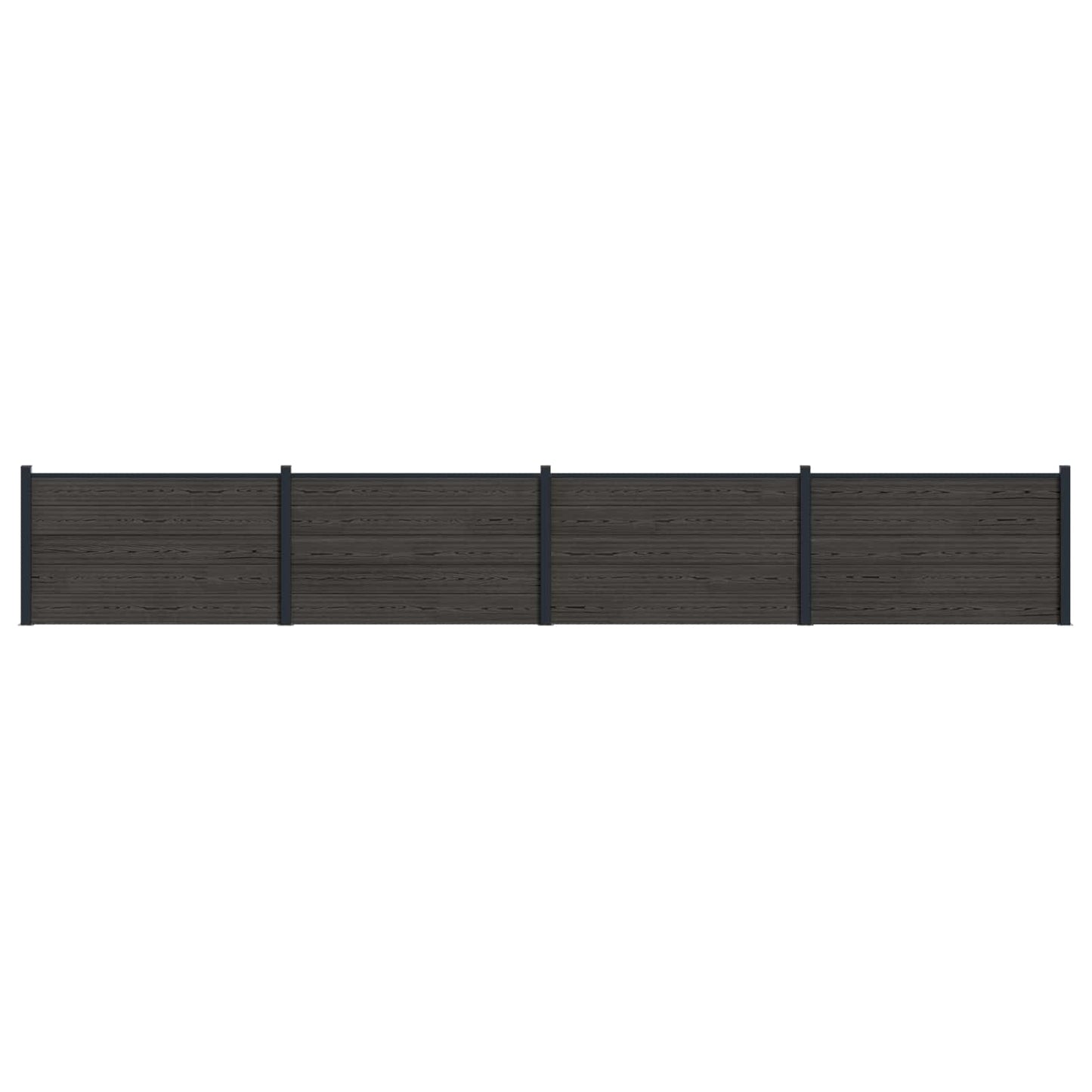 Hekpaneel 4 pcs WPC en Aluminium Zwart