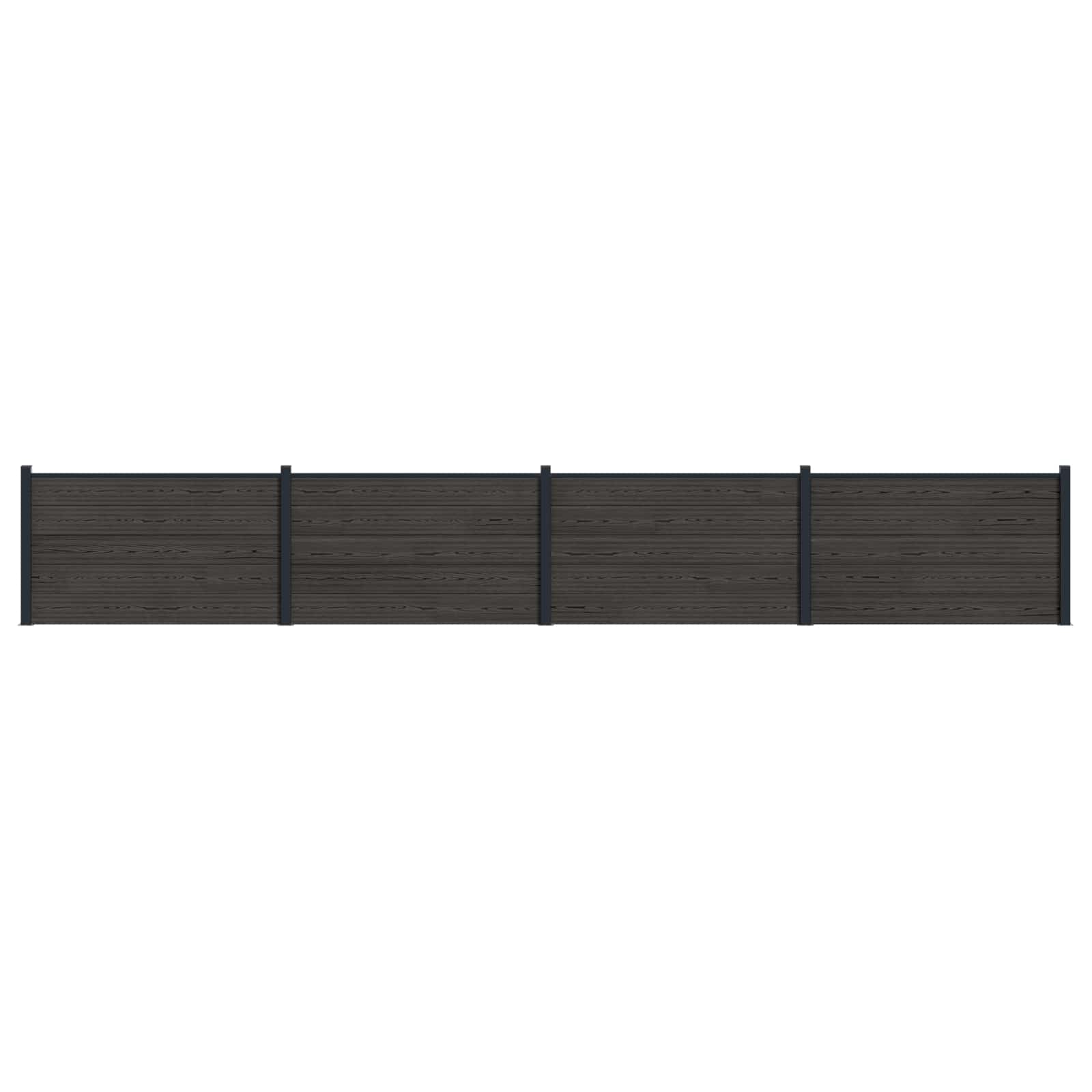 Hekpaneel 4 pcs WPC en Aluminium Zwart