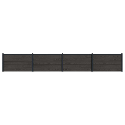 Hekpaneel 4 pcs WPC en Aluminium Zwart