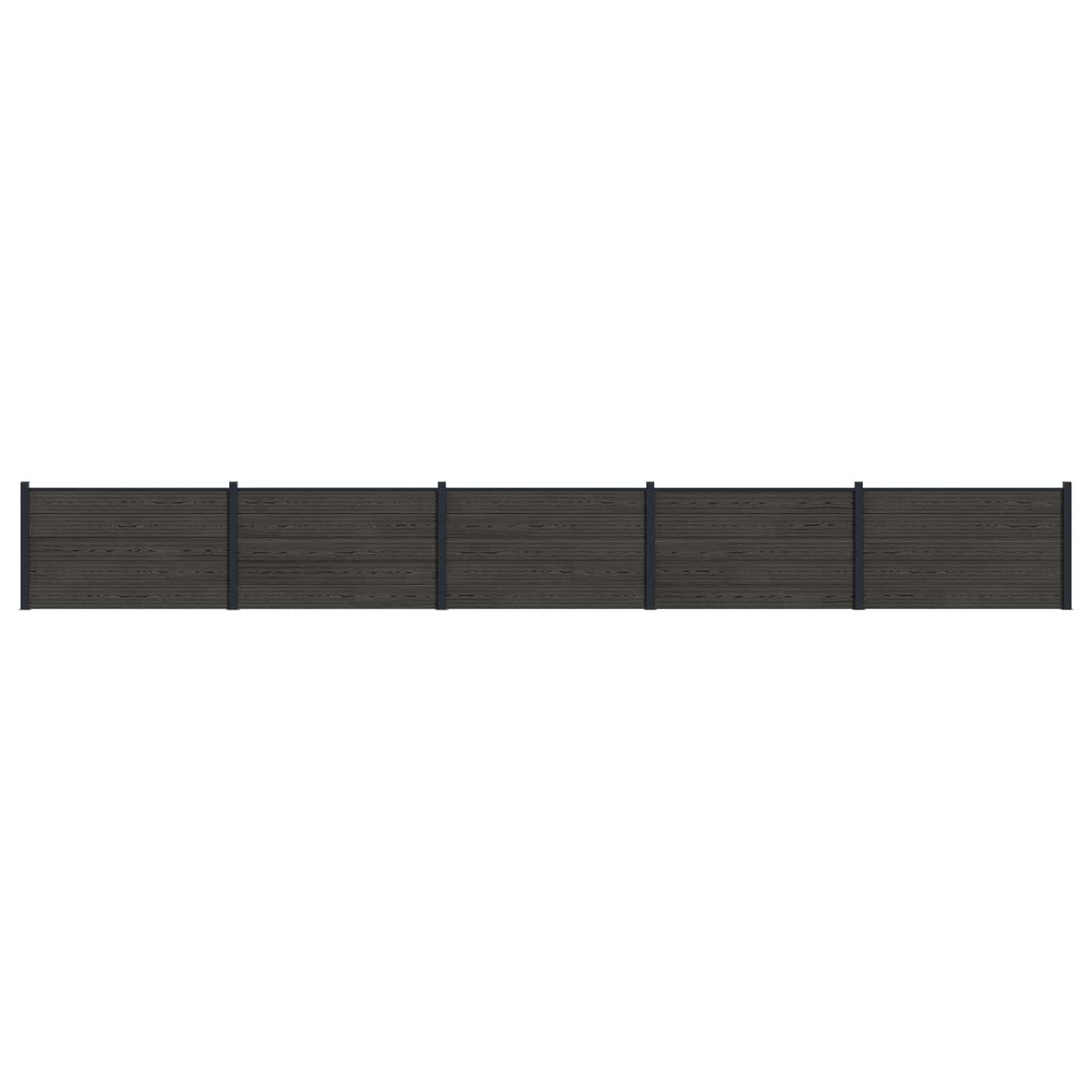 Hekpaneel 5 pcs WPC en Aluminium Zwart