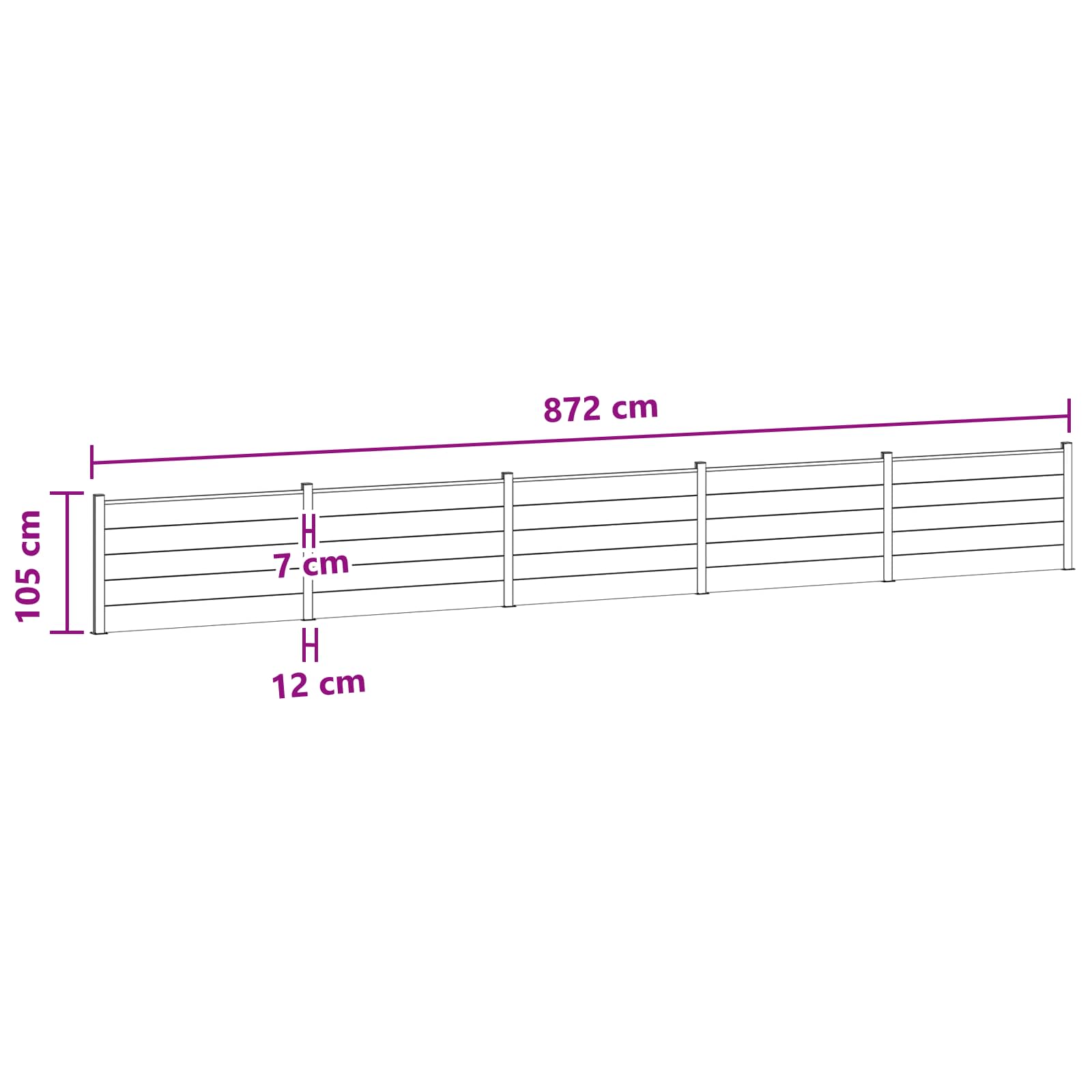 Hekpaneel 5 pcs WPC en Aluminium Zwart