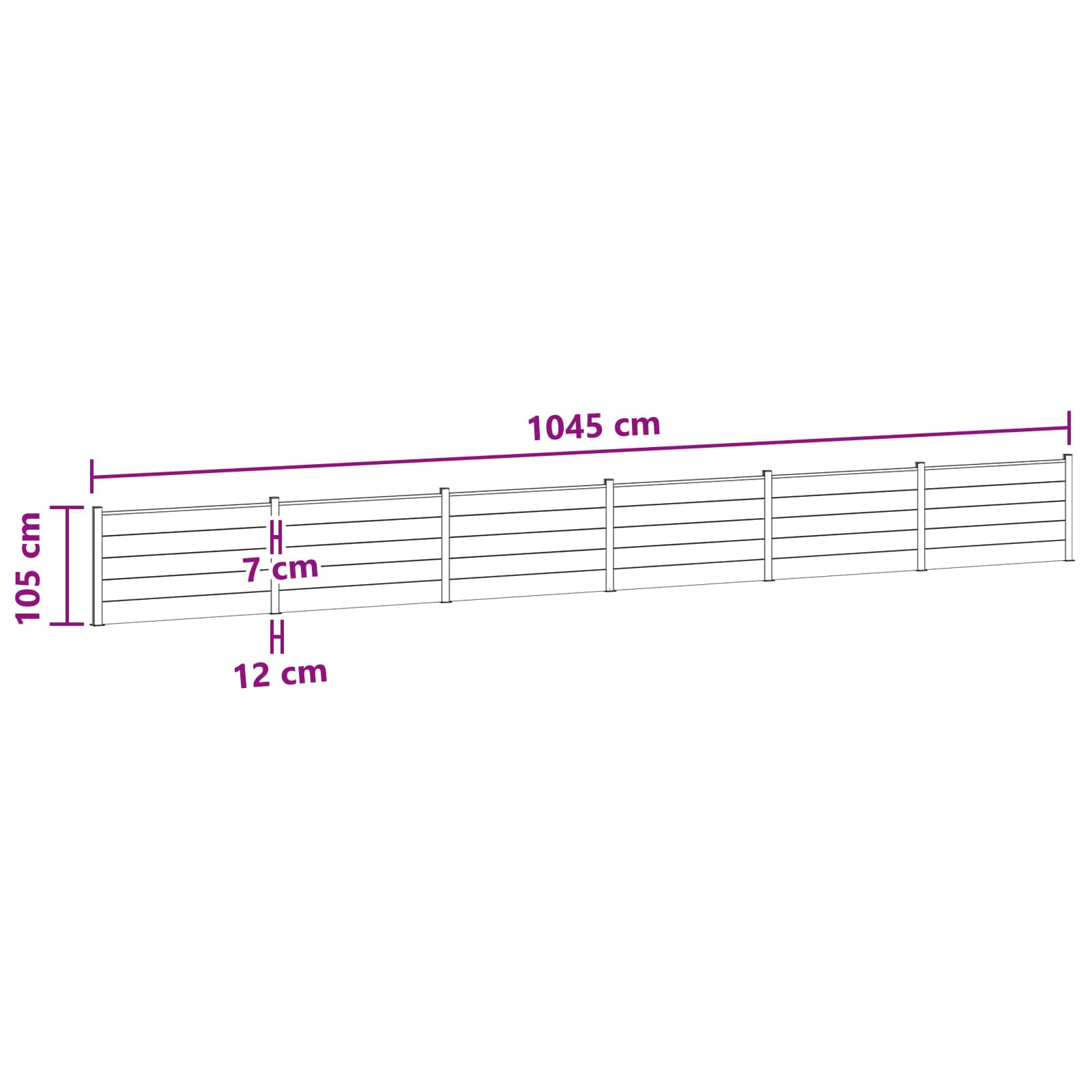 Hekpaneel 6 pcs WPC en Aluminium Zwart