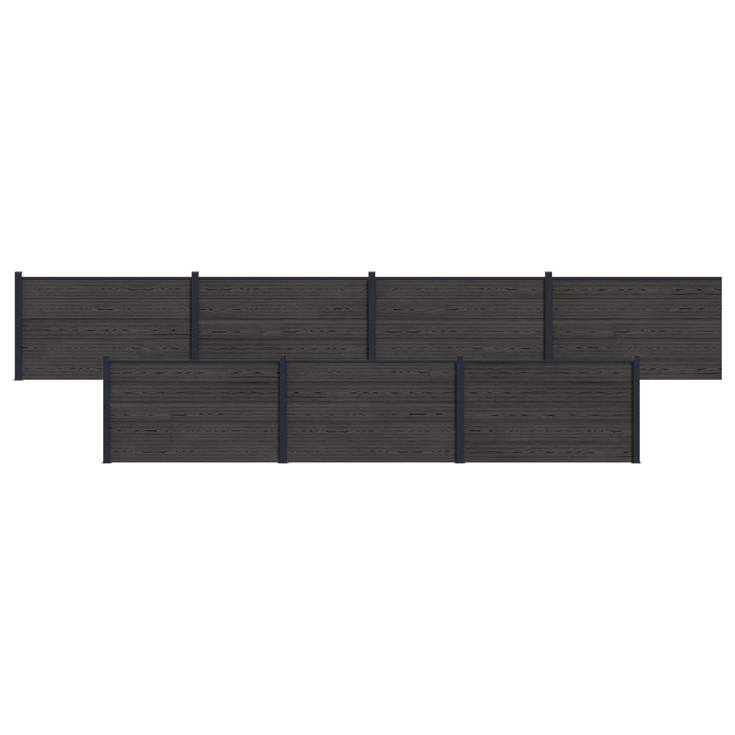 Hekpaneel 7 pcs WPC en Aluminium Zwart
