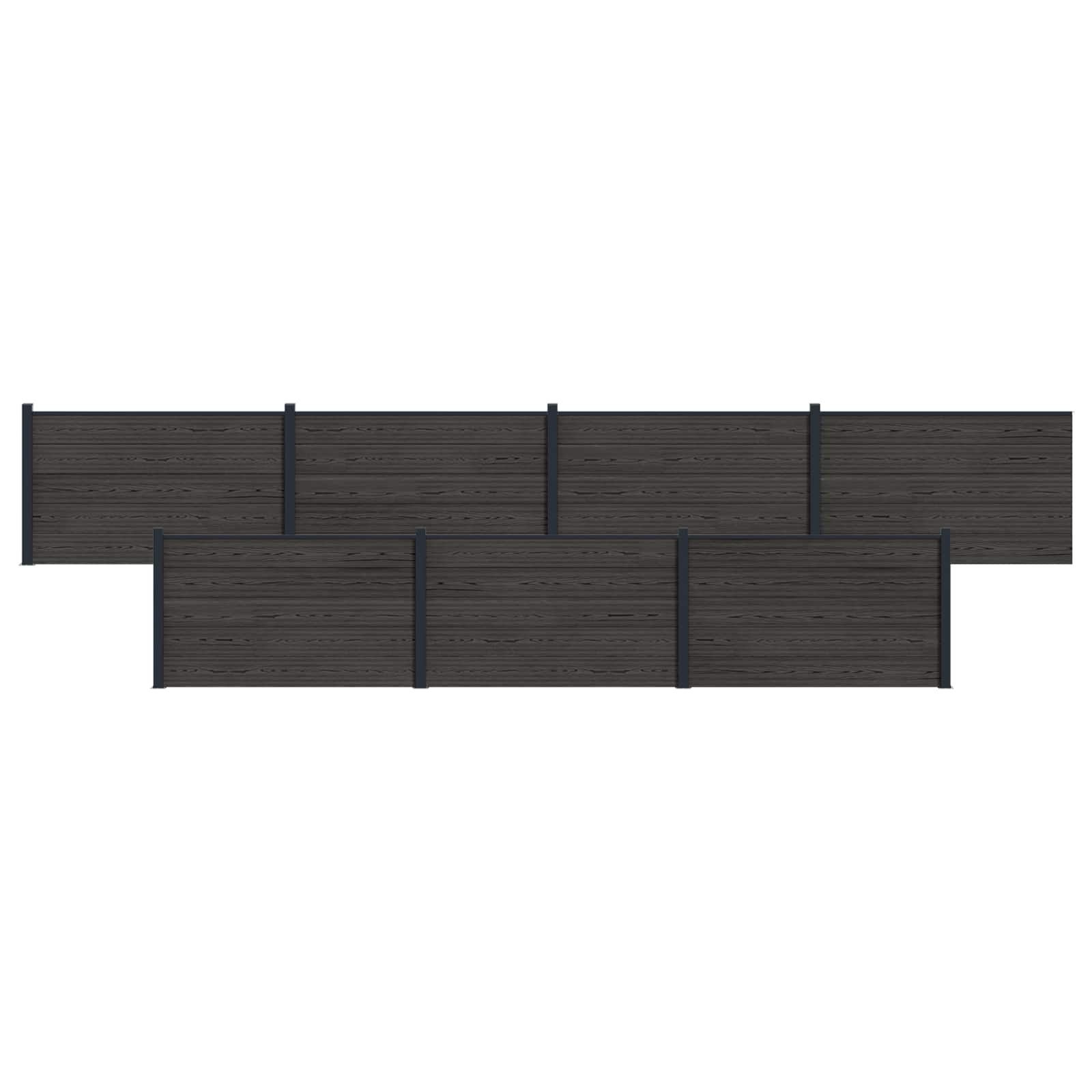 Hekpaneel 7 pcs WPC en Aluminium Zwart