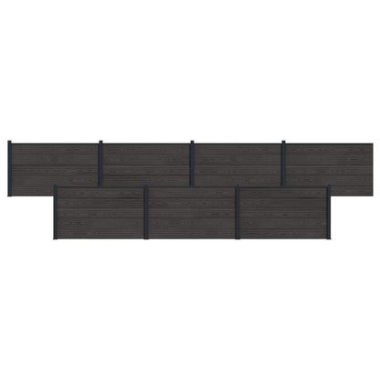 Hekpaneel 7 pcs WPC en Aluminium Zwart