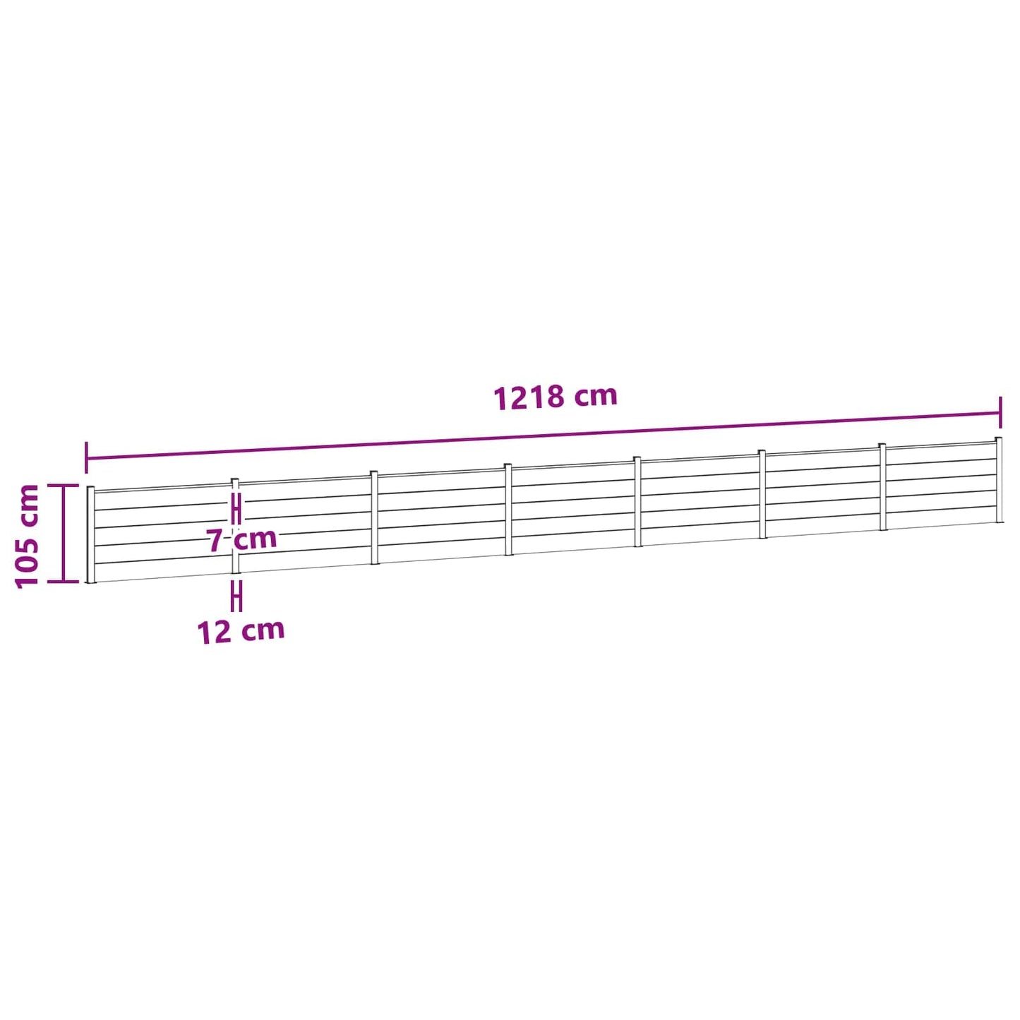 Hekpaneel 7 pcs WPC en Aluminium Zwart