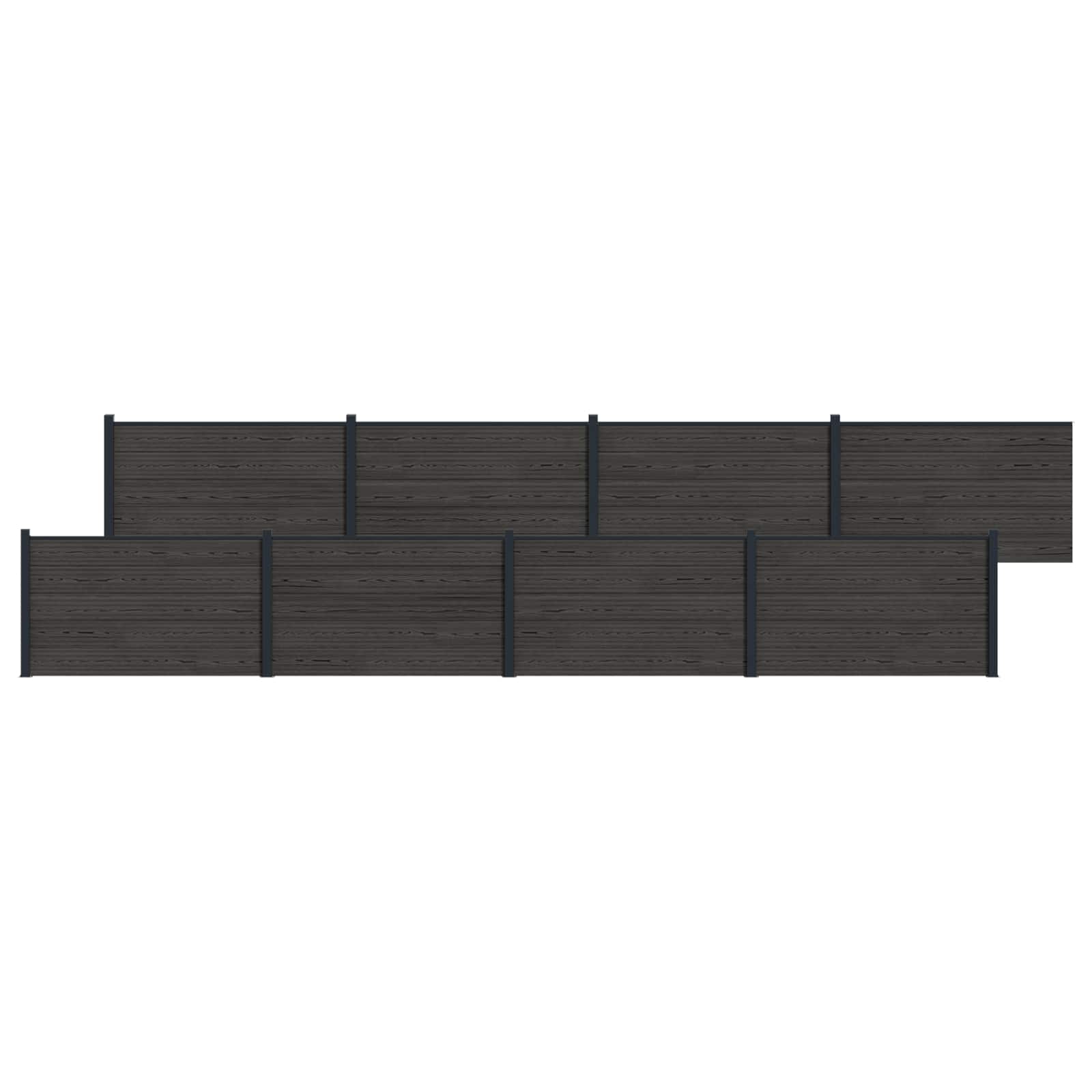 Hekpaneel 8 pcs WPC en Aluminium Zwart