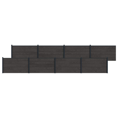 Hekpaneel 8 pcs WPC en Aluminium Zwart