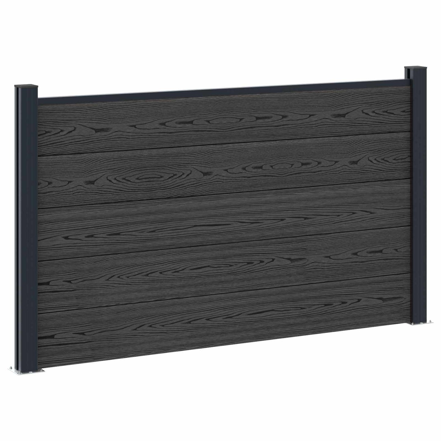 Hekpaneel 8 pcs WPC en Aluminium Zwart