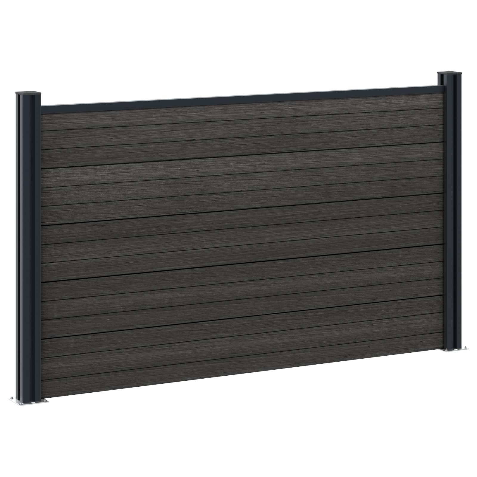 Hekpaneel 8 pcs WPC en Aluminium Zwart