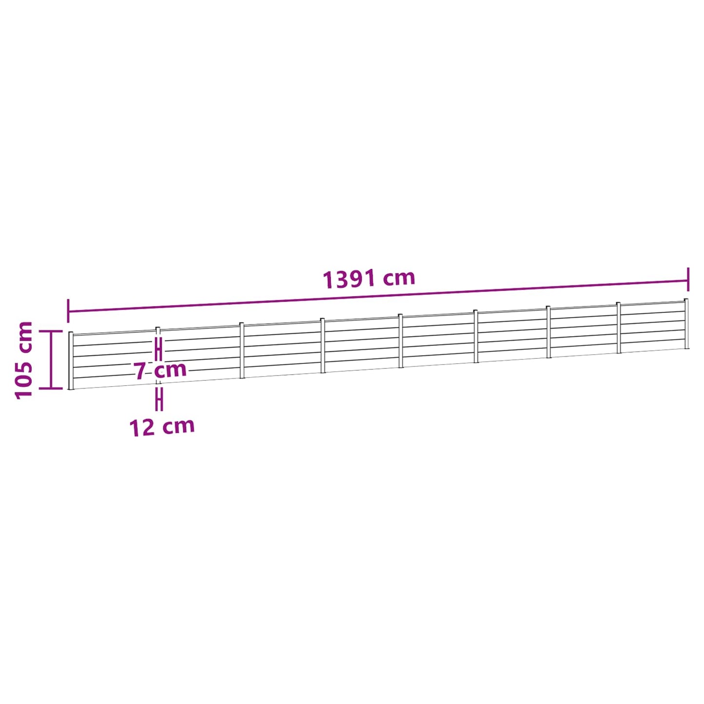 Hekpaneel 8 pcs WPC en Aluminium Zwart