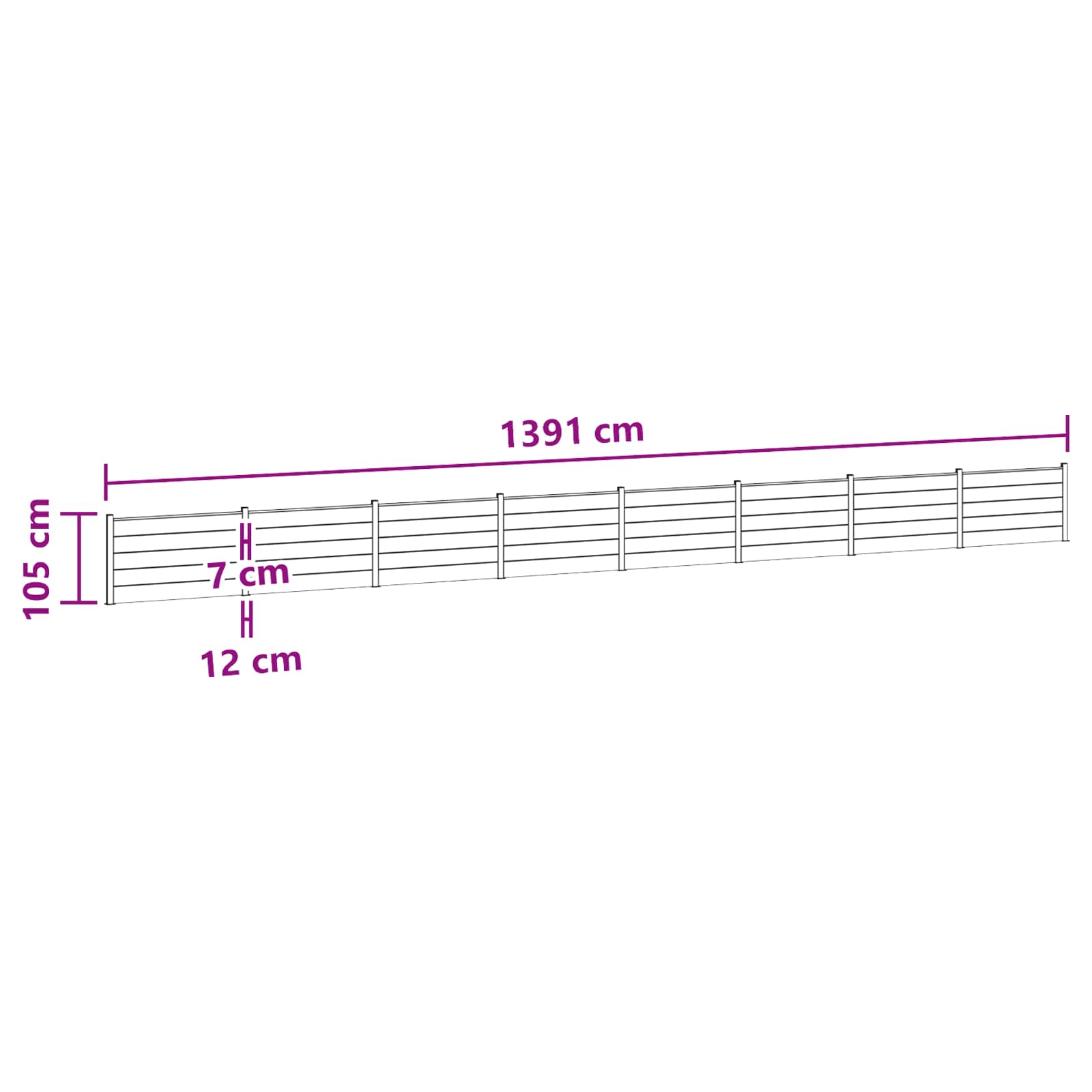 Hekpaneel 8 pcs WPC en Aluminium Zwart