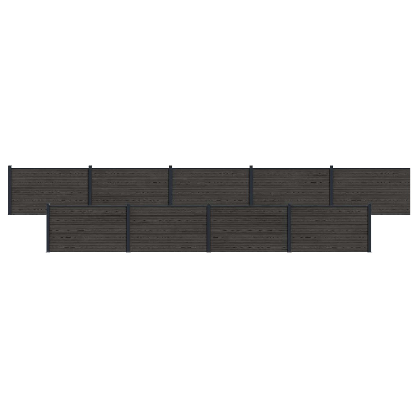 Hekpaneel 9 pcs WPC en Aluminium Zwart