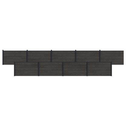 Hekpaneel 9 pcs WPC en Aluminium Zwart